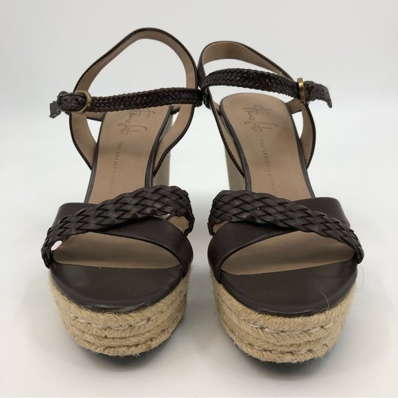 Franco Sarto Brown/Tan Heel Sandal | High Wedge, Adjustable Strap - Picture 3 of 8